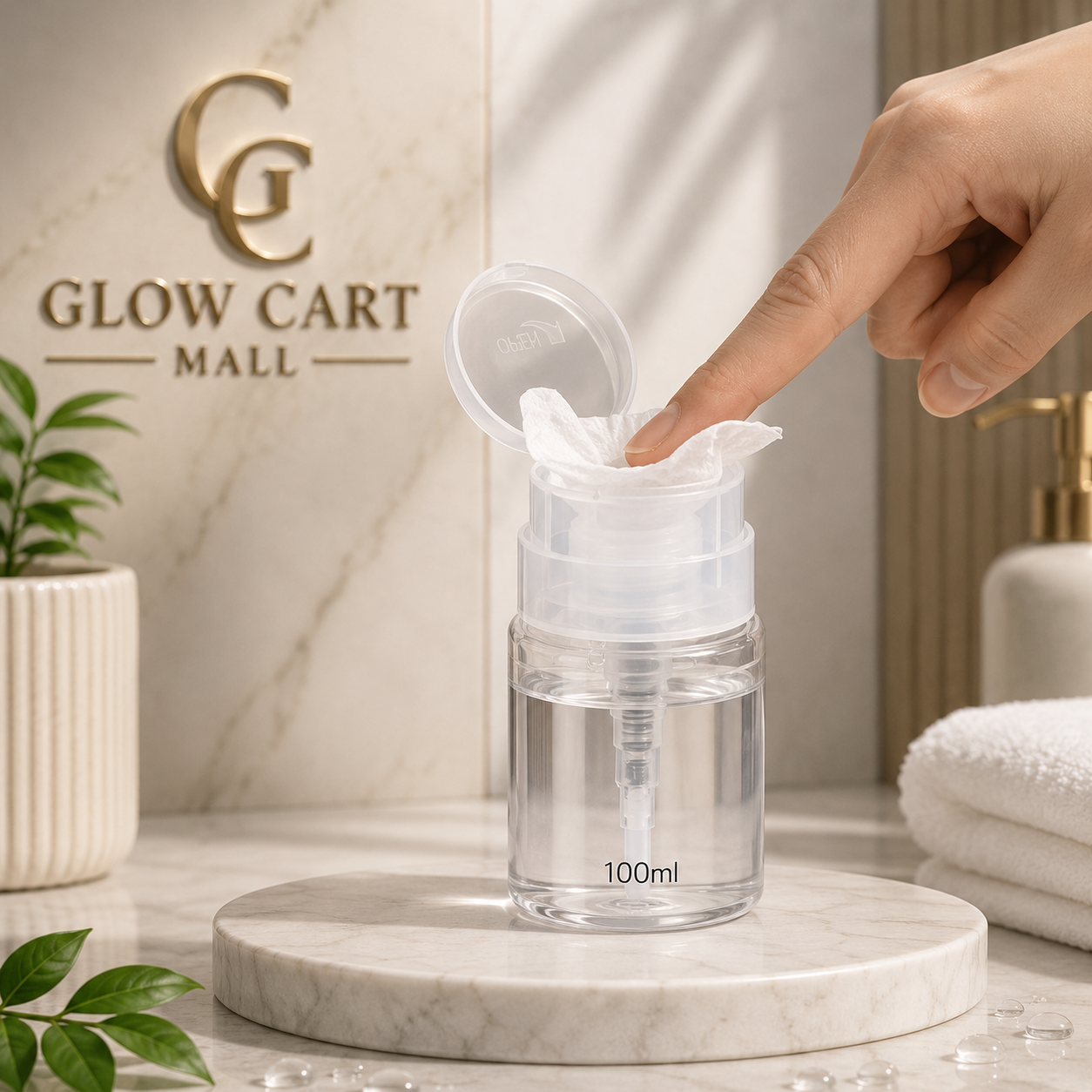 Empty Pump Bottle, 100ml Mini Pump Dispenser For Nail Polish Remover Liquid Container Travel